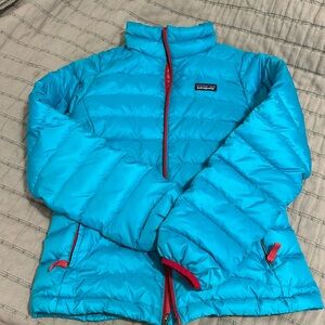Patagonia Girls Down Sweater Jacket Turquoise and Pink
